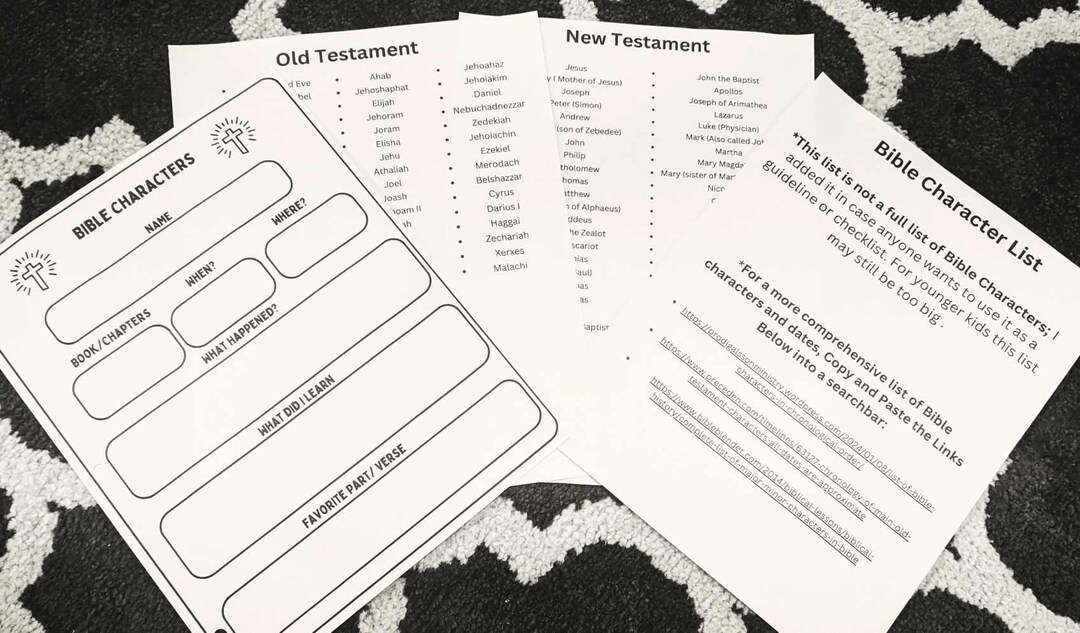 Characters of the Bible Note/worksheet (elementary) - Etsy Canada