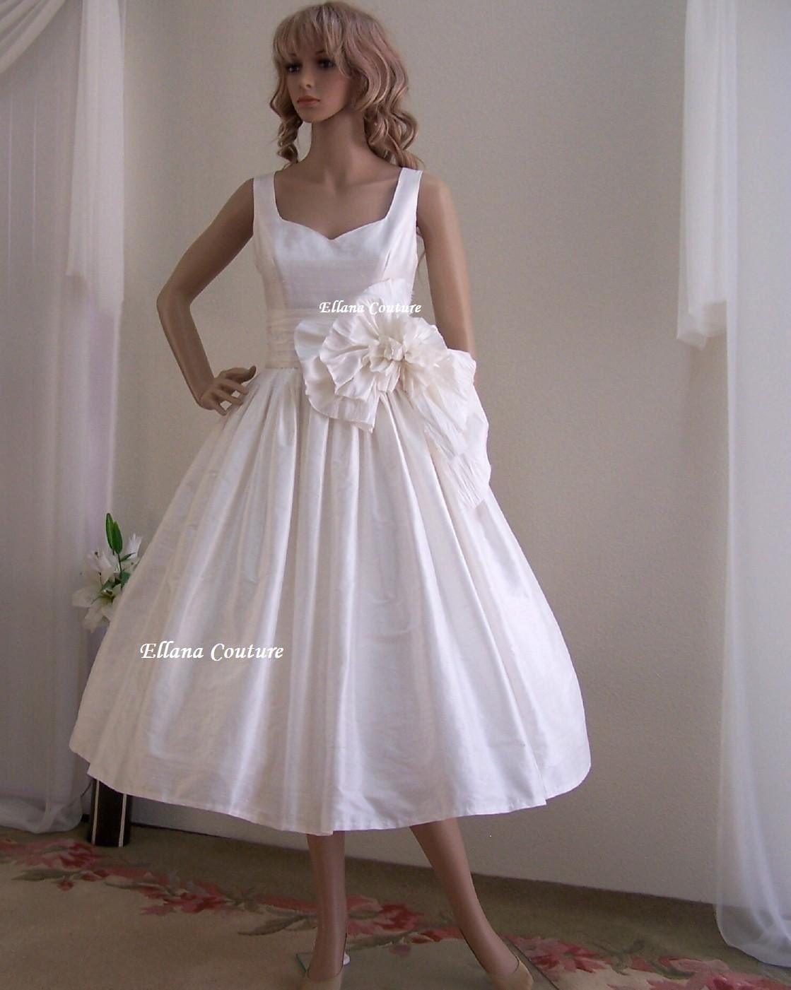 Magnolia Vintage Inspired Wedding Dress. Tea Length. | Etsy