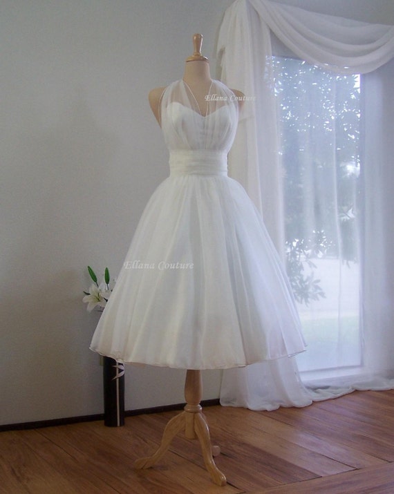 Marilyn Retro Inspired Tea Length Wedding Dress Vintage Etsy