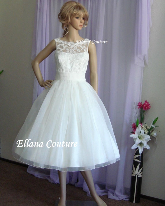 Sandra Beautiful Vintage Inspired Tea Length Wedding Dress Etsy