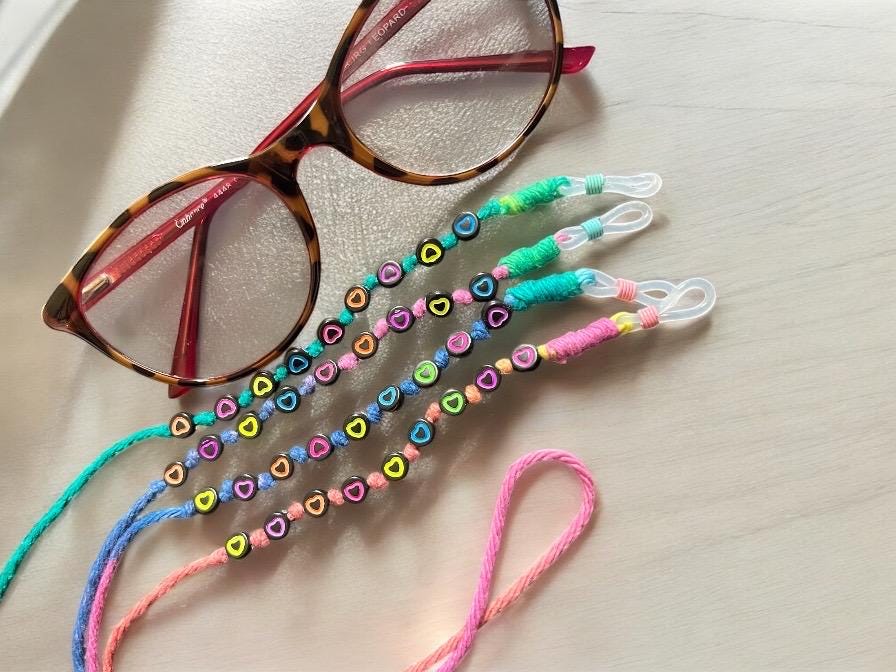 Handmade ? Heart Eyeglass Necklace Handmadeeyeglass Chain * Colorful Heart Glasses Strap  main image 4