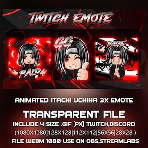 Animated Itachi Uchiha Emote Pack - Anime Twitch Emotes, Discord Emotes, Stream Emotes