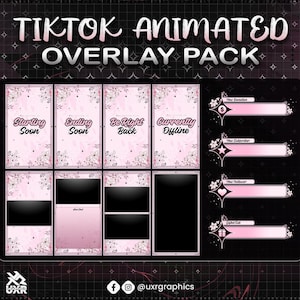Soft Pink Floral TikTok Overlay Pack Kawaii Animated  Stream Layout Tiktok live