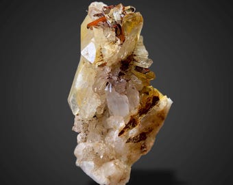 Brookite Crystals on Quartz Cluster 56.4g | Red Brookite on Terminated Quartz from Pakistan | Rare Brookite Specimen | Collector Mineral