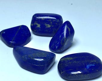 Lapis lazuli hoge kwaliteit koningsblauwe duim uit Afghanistan, 5-delig natuurlijk lapis-kavel, verzamelsteen, diepblauw mineraal exemplaar