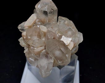 Cluster di quarzo su muscovite / Esemplare di cristallo di quarzo senza danni da 61 g proveniente dal Pakistan / Esemplare di quarzo trasparente con mica muscovite