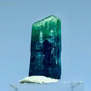 Bi Color Green Blue Tourmaline Crystal from Afghanistan, Natural Tourmaline Mineral Specimen for Collectors