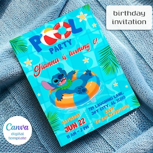 Printable editable Stitch invitation, Lilo and Stitch birthday invite, Stitch Party invite template, girl birthday, boy bday