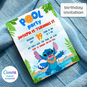 Printable editable Stitch invitation, Lilo and Stitch birthday invite, Stitch Party invite template, girl birthday, boy bday