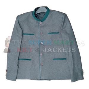 Charcoal Grey German Bavarian Jacket Tyrol Loden Trachten Jacket for Oktoberfest - Handmade Jackets