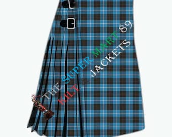 Handmade Men's Scottish Traditional Dunlop Ancient Tartan 8 Yard Kilt - Custom Size