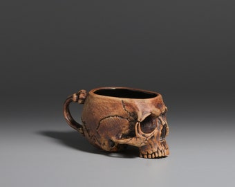 Small Memento Mori Skull Tea Cup 3.3oz (With Handle) Double Espresso Shot