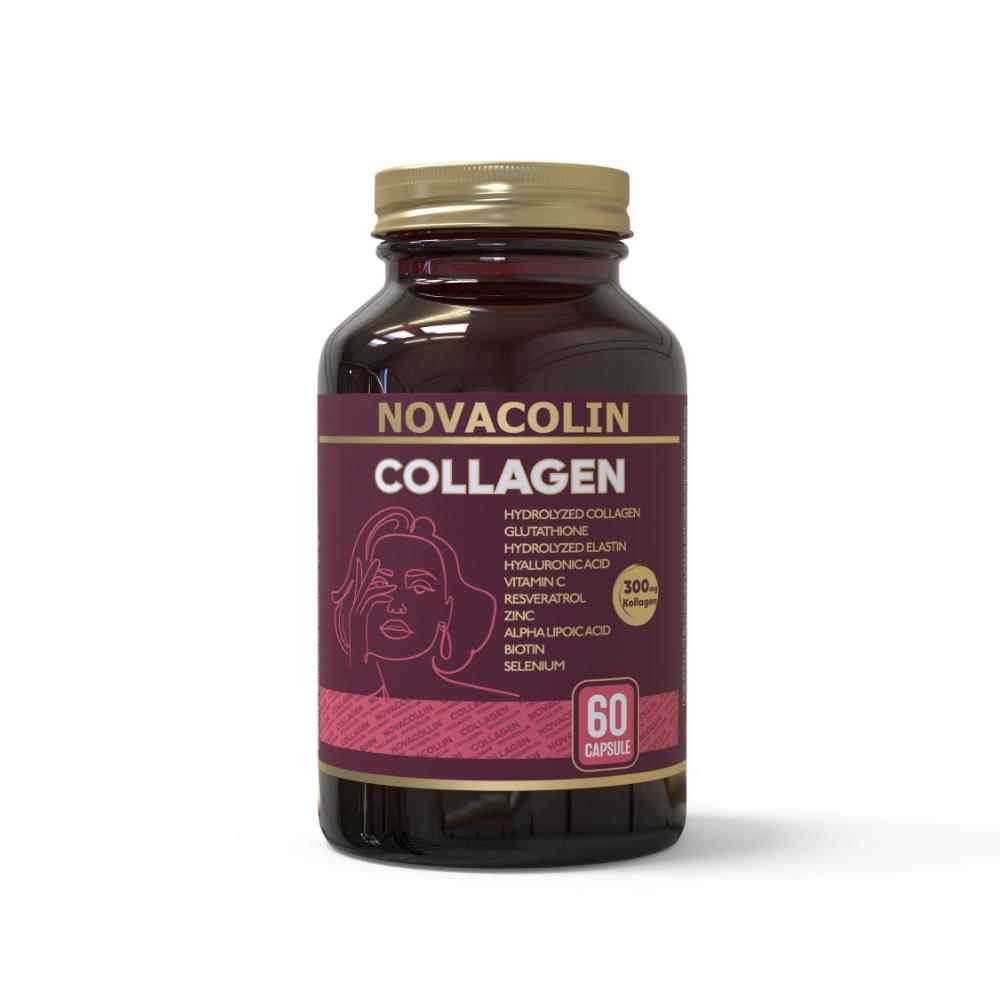 Novacolin Collagen Complex Hydrolyzed Collagen Glutathione Hyaluronic Acid Biotin Vitamin C – 60 Beauty Capsules