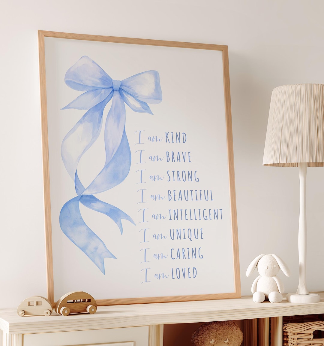 Blue Bow Positive Affirmations Print, Kids Affirmation Poster ...
