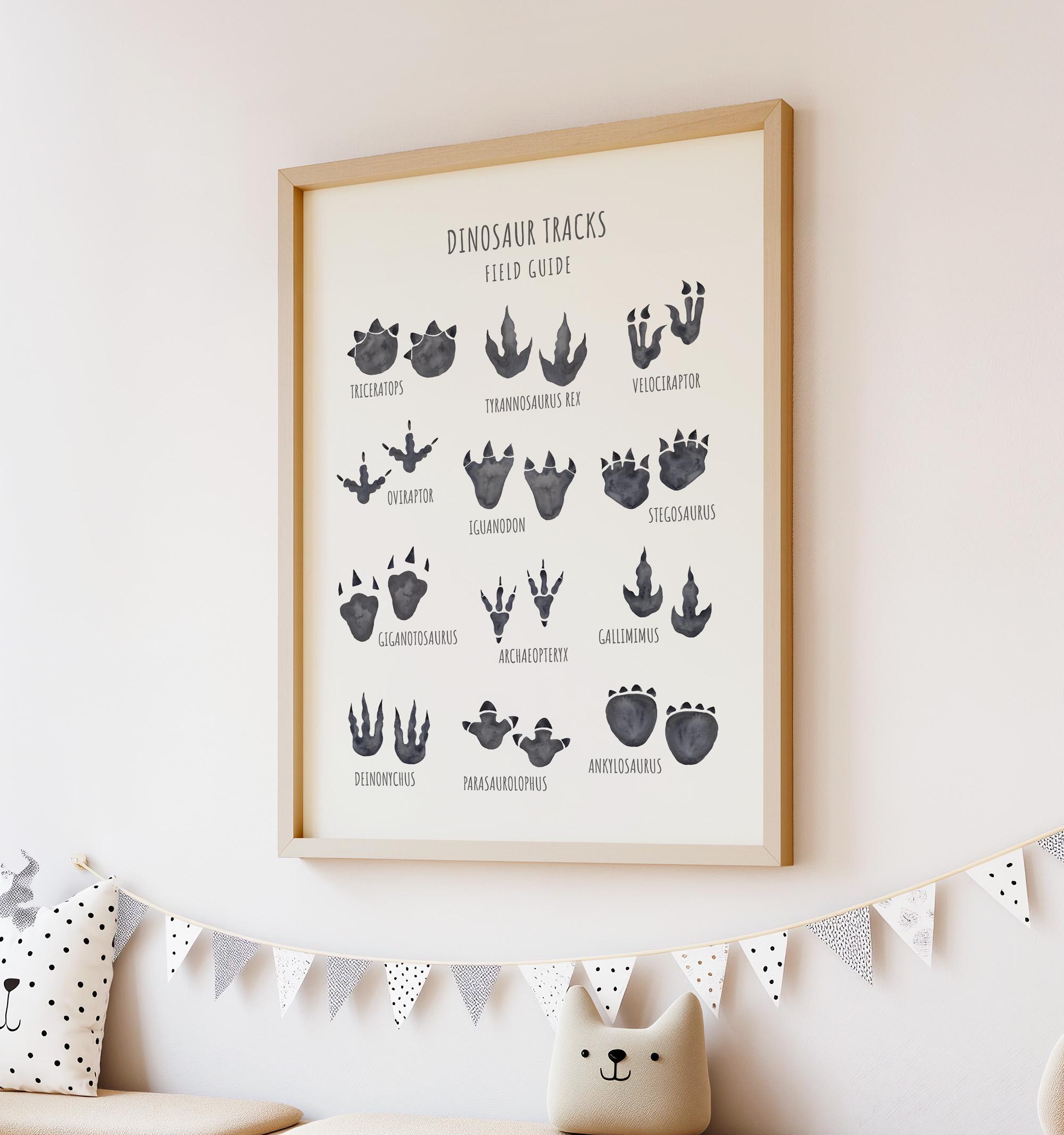 Dinosaur Tracks Wall Art, Printable Dinosaur Footprints Poster, Dinosaur Artwork, Dino Boy's Room Decor, Toddler Room Picture, Play Room 02A