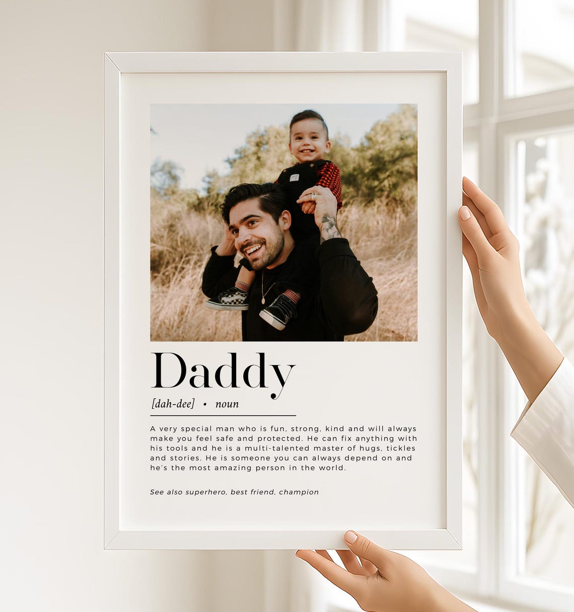 Personalized Gift for Dad, Dad Definition Art With Photo, Printable ...