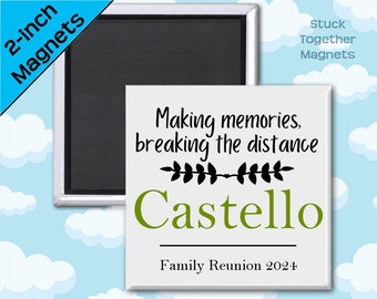 Family Reunion Magnet Favors - 2 Inch Square Magnets - Making Memories - Personalized Favors