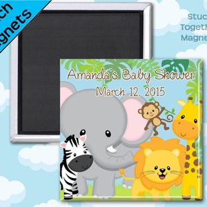 Safari Animals Baby Shower Favor Magnets - 2 Inch Square Magnets - Jungle Baby Shower - Personalized Favors