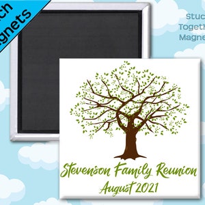 Family Reunion Favor Magnets Family Tree 2 Inch Square Magnets Personalized Favors image 1