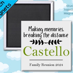 Family Reunion Magnet Favors - 2 Inch Square Magnets - Making Memories - Personalized Favors