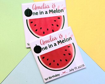 Personalized 1st Birthday Magnets - One in a Melon - Watermelon - Summer
