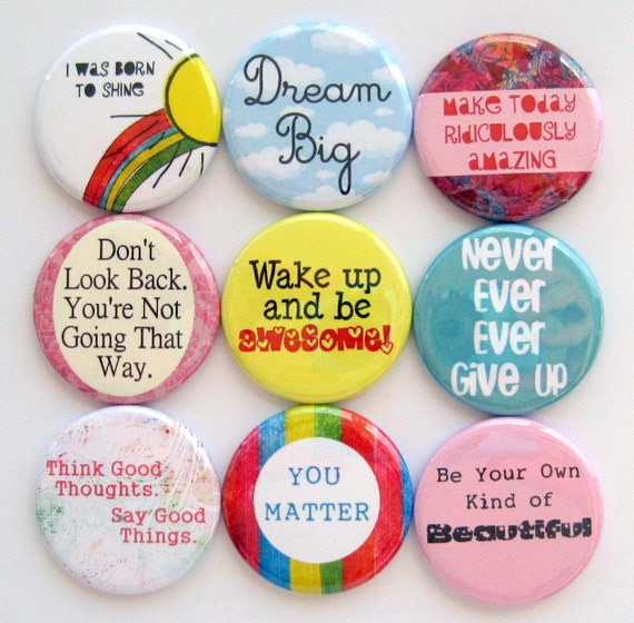 Items similar to Positive Messages Set of Nine 1.25 Inch
