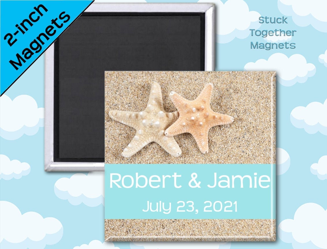 Starfish Favor Magnets Wedding Personalized Beach Theme