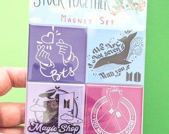 BTS Inspired Magnet Set - Four 2 Inch Magnets - Army - Kpop
