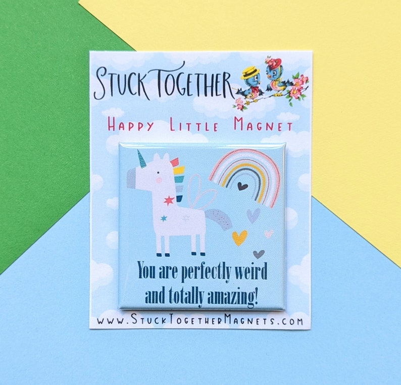 Happy Little Magnet Perfectly Weird 2 Inch Square Magnet Friendship image 2