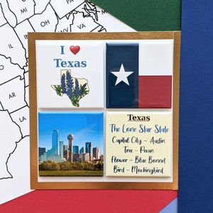 Texas Magnets Dallas Skyline Set of Four Magnets State Magnets image 1