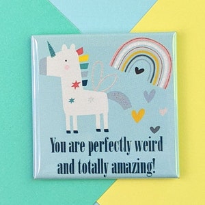 Happy Little Magnet Perfectly Weird 2 Inch Square Magnet Friendship image 1