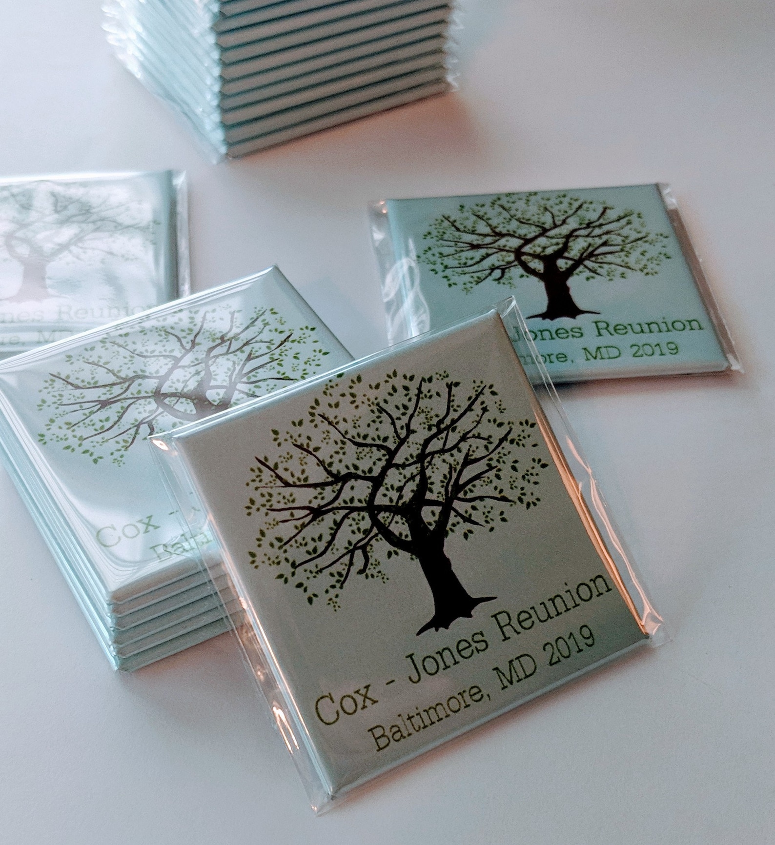 Family Reunion Party Favors
 Family Reunion Favors Magnets 2 Inch Squares Set of 10