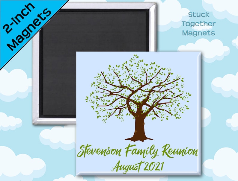 Family Reunion Favor Magnets Family Tree 2 Inch Square image 2