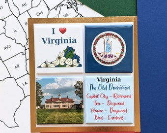 Virginia Magnets - Mount Vernon - Set of Four Magnets - State Magnets