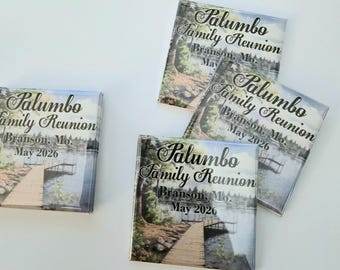 Lake Life Family Reunion Magnet Favors - 2 Inch Square Magnets - Lake Vacation - Personalized Favors