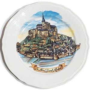 Assiette Décorative Vintage Le Mont Saint-Michel - 24 Cm - Marron