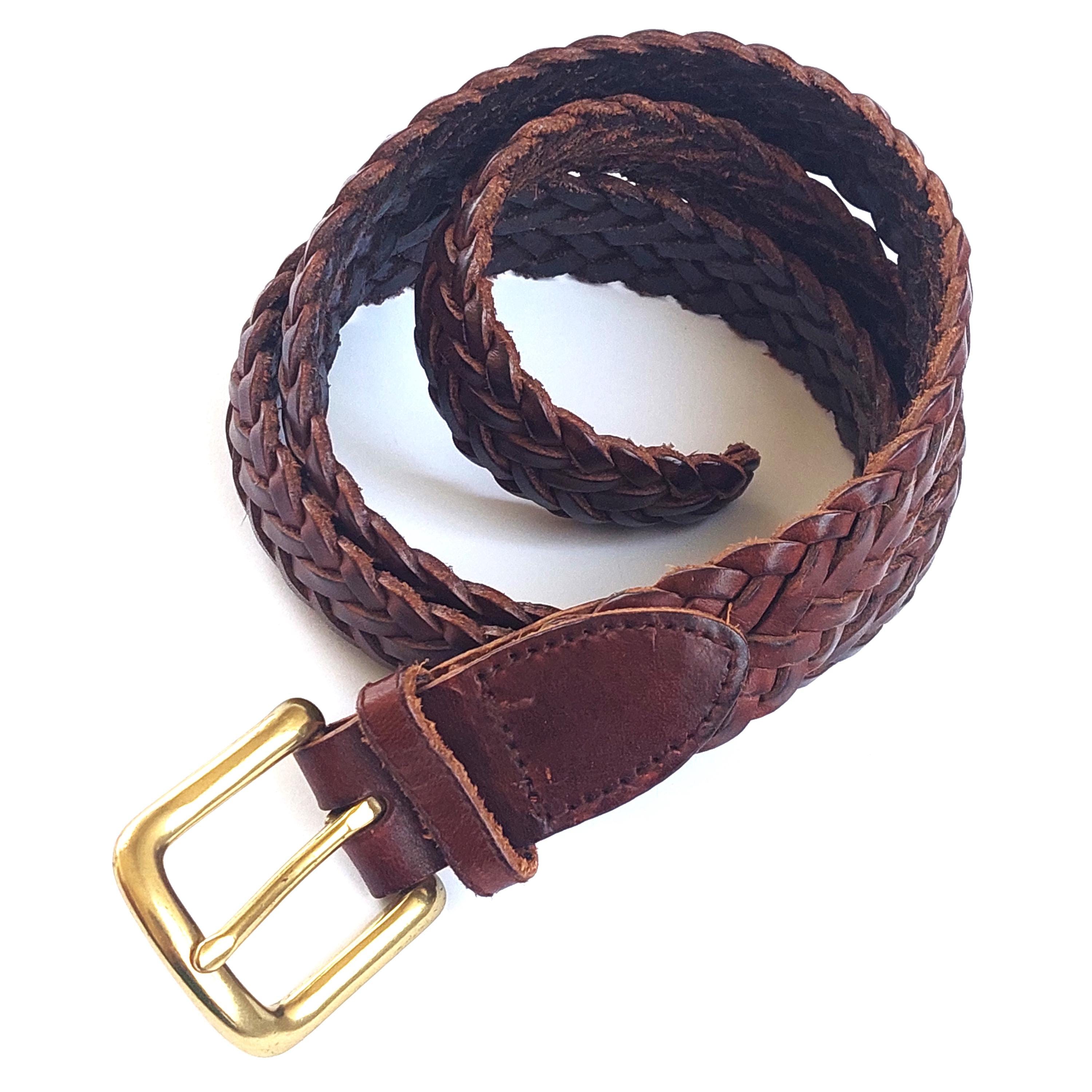 Vintage GAP Braided Woven Leather Belt Slim Narrow Sash  display picture 2