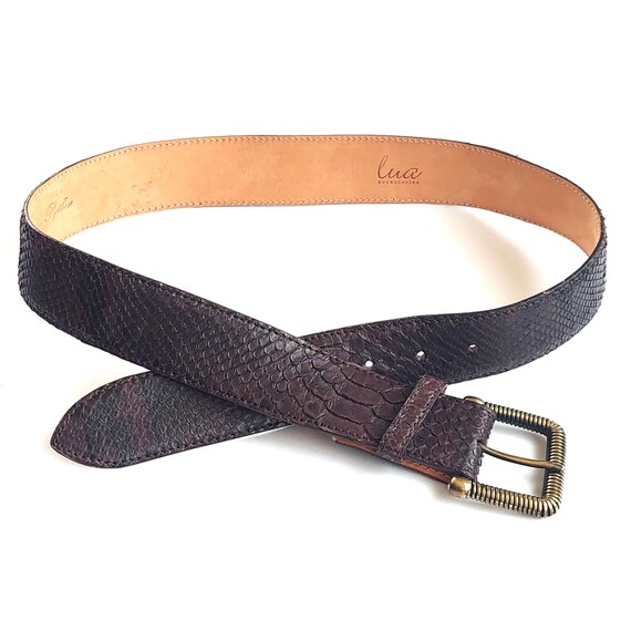 Vintage Brown Reptile Snakeskin Belt Made in Italy by Lua  display picture 3