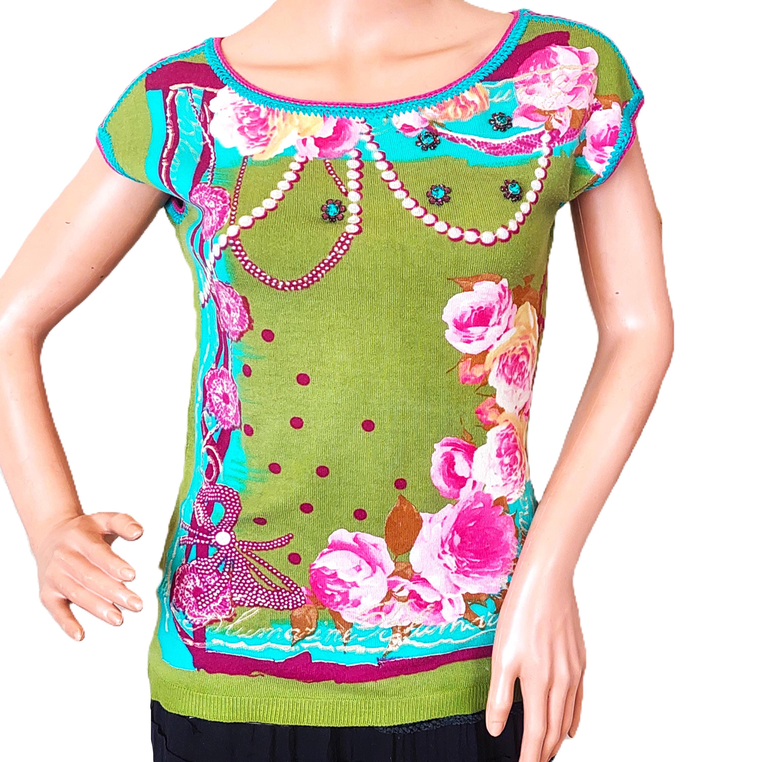 【美品✨】BLUGIRL BLUMARINE ★花柄★ニットアンサンブル★38 Wool sweater with painted flower - Blumarine