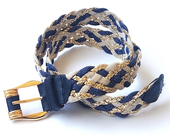 Vintage Sailboat Belt 80s Gold Metal Chain Concho Nautical Womens Brighton? 32\