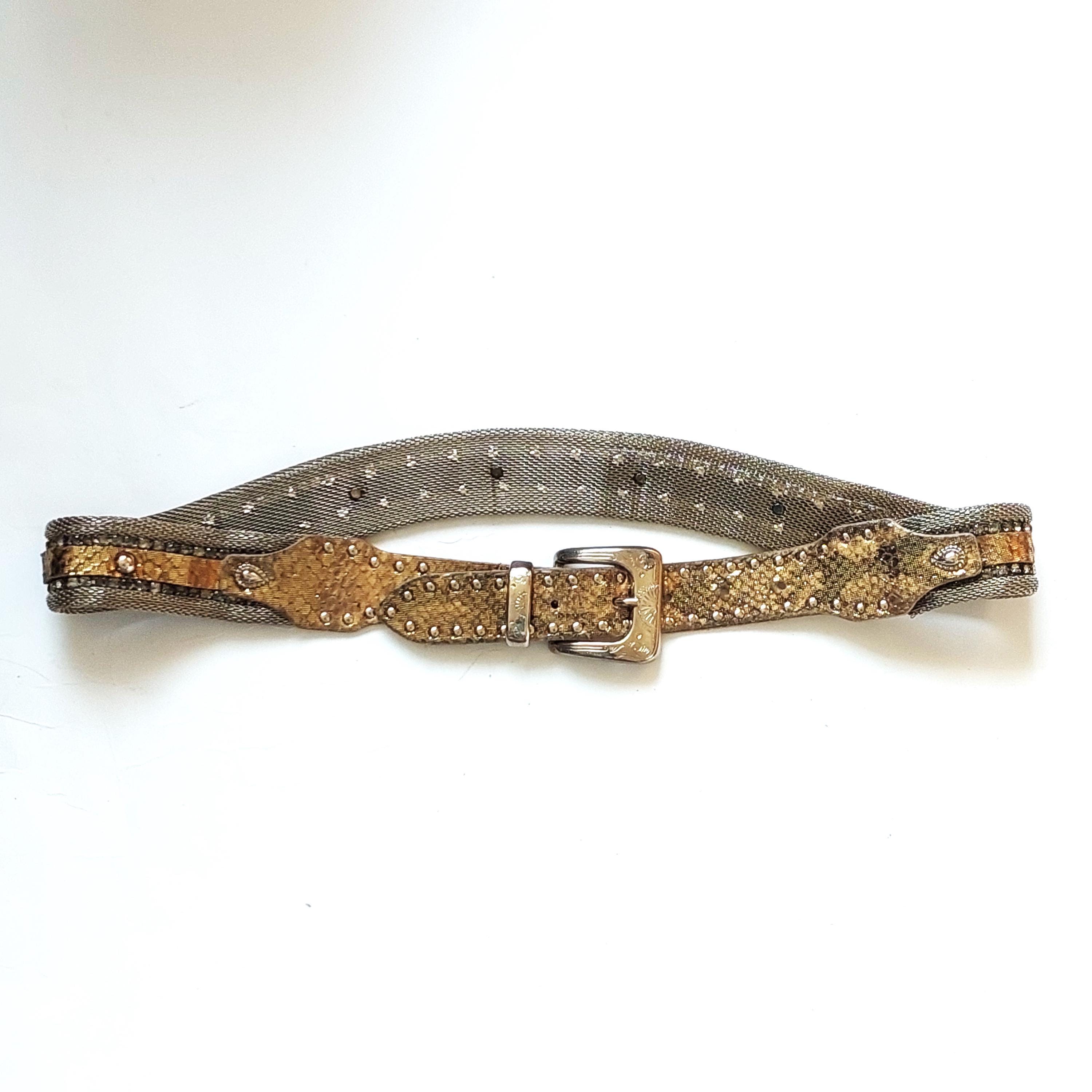 Vintage BERGE Italy Belt Golden Genuine Leather and Silver  display picture 1
