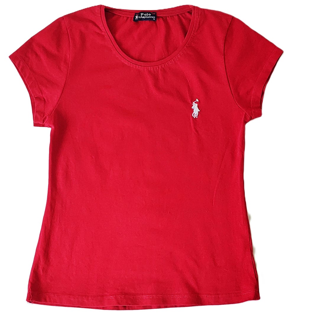 Vintage Ralph Lauren red embroidered American flag baby tee