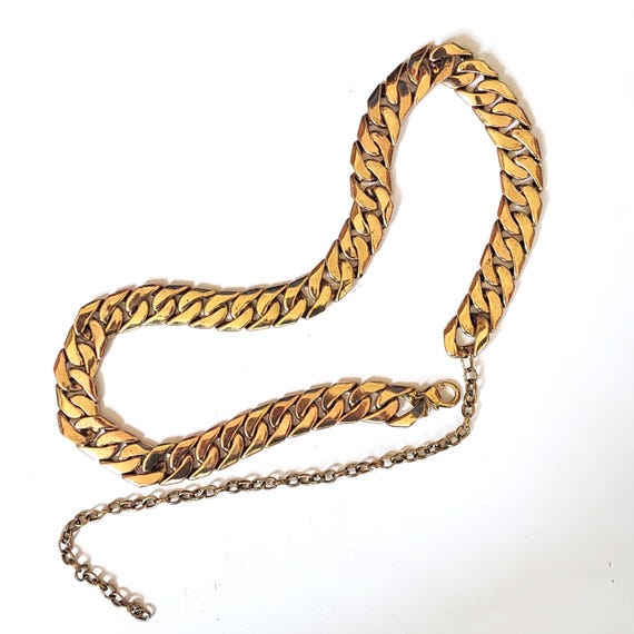 Vintage Golden Metal Chain Link Belt: 80s-90s Adjustable  display picture 2