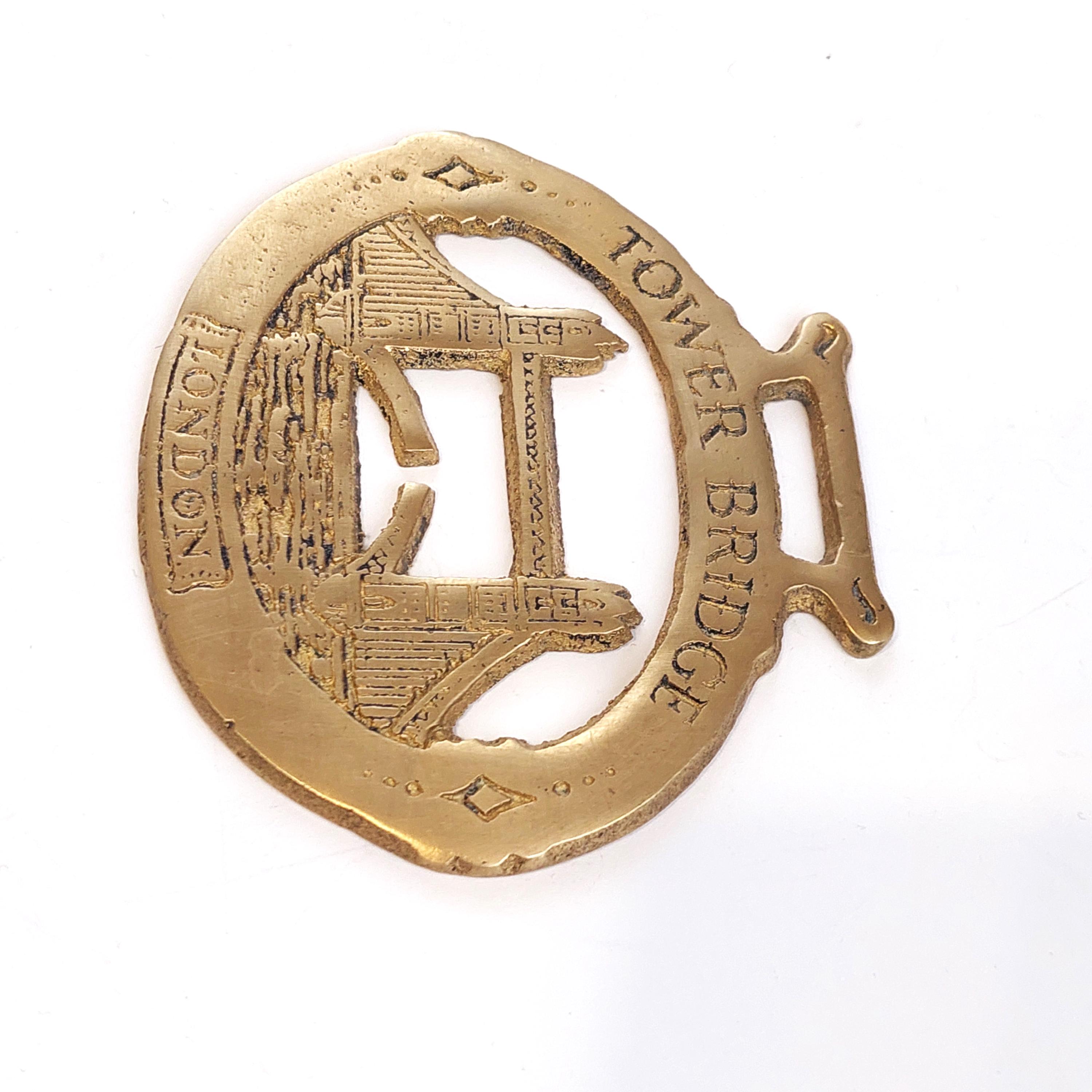 Médaillon Harnais De Cheval Vintage En Laiton - Déco Anglaise Art Déco Années 1970