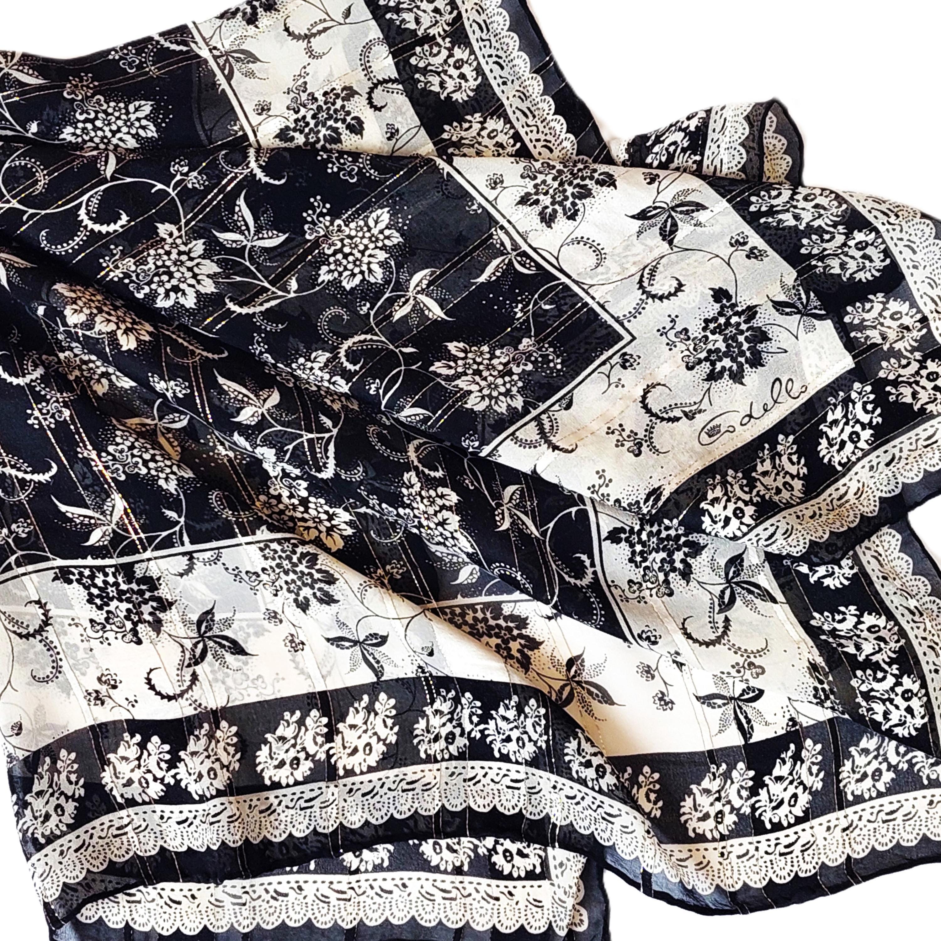 Foulard Carré En Soie Codello Vintage - Motif Calèche - 52cm