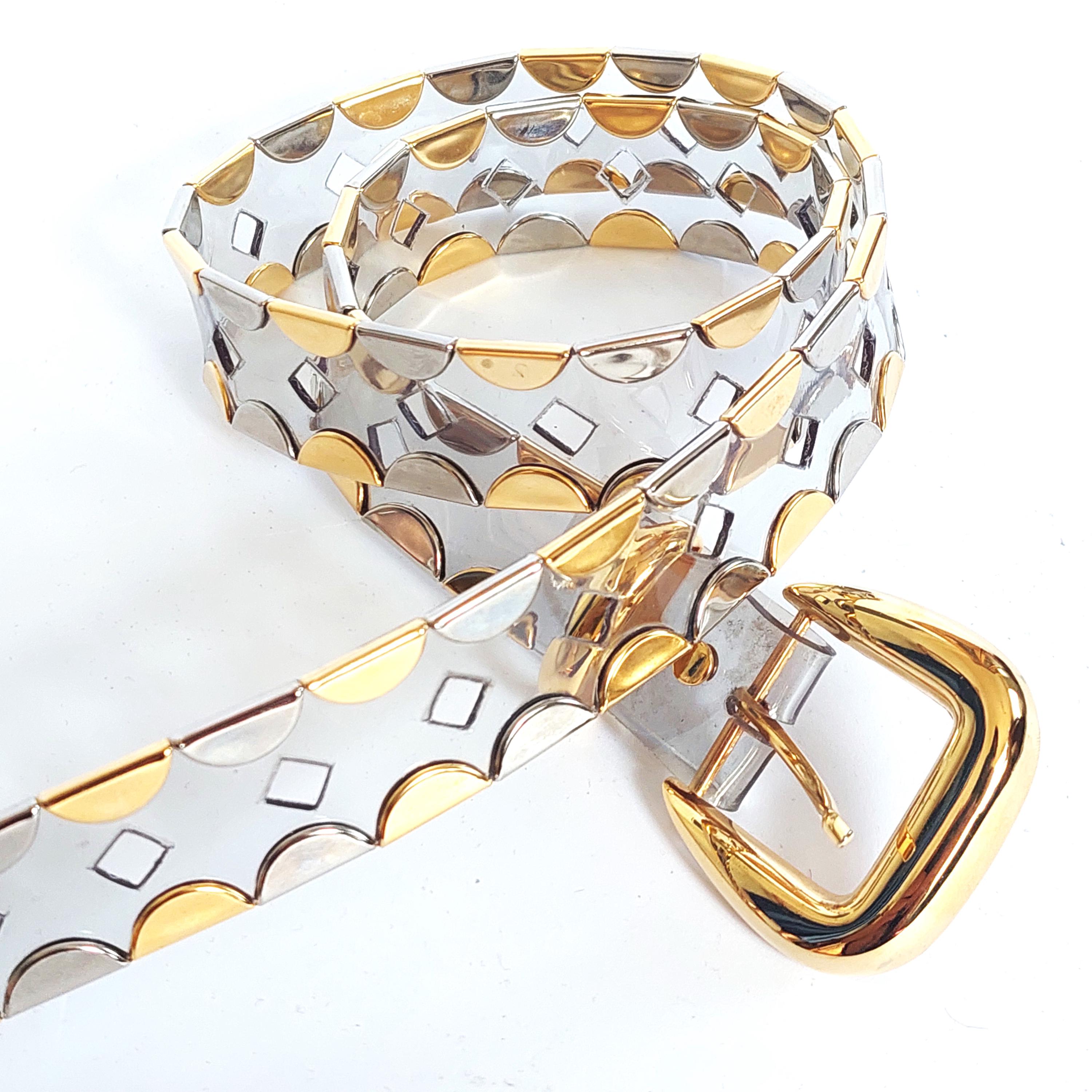 Ceinture Nanni Vintage En Maille Métal Avec Perles - Taille XS/S, Cuir Comme Neuf, Italie