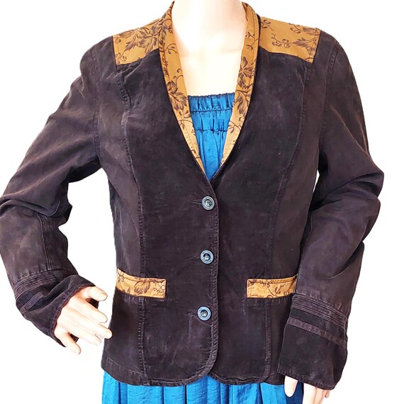 Vintage Women Blazer ETRO Milano Brown Cotton Corduroy Jacket With