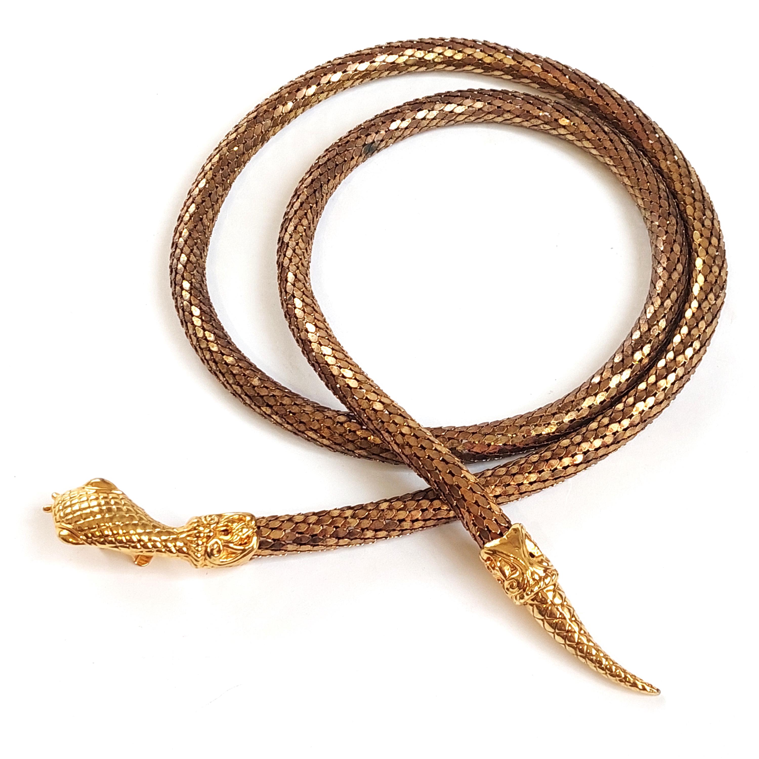 DL Auld Vintage Gold Mesh Snake Chain Belt Serpent 80s 70s
Retro Glam Gold Mesh Snake Belt Vintage 70s 80s Glam Snake Head Clasp  main image 4