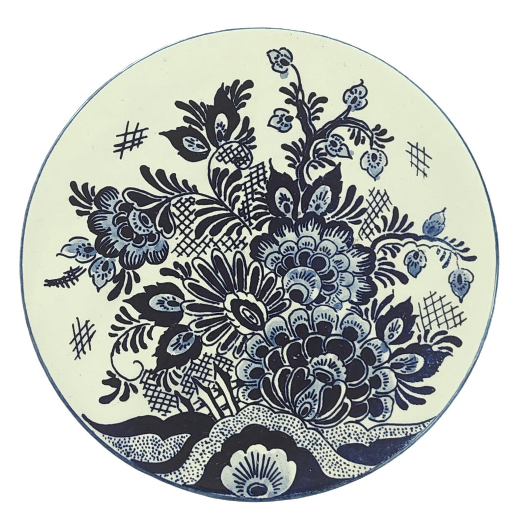 Vintage Delft Blue and White Floral Wall Plate Hand Painted Dutch ...