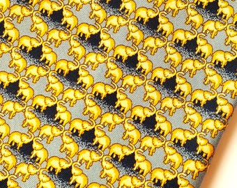 Vintage Jim Thompson Thaise zijden stropdas olifant ontwerp gemaakt in Thailand luxe heren designer geelgrijs geweven zijden stropdas Aziatisch patroon
